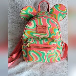 Disney Parks Mickey Swirl Loungefly Mini Backpack